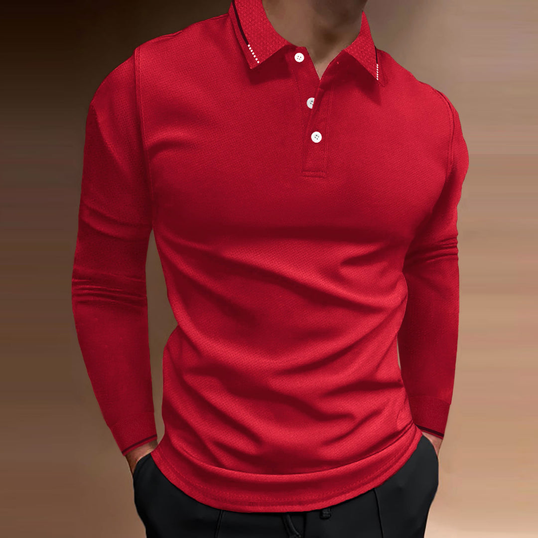 Herren Langarm Poloshirt mit strukturiertem Design Echoarchiv