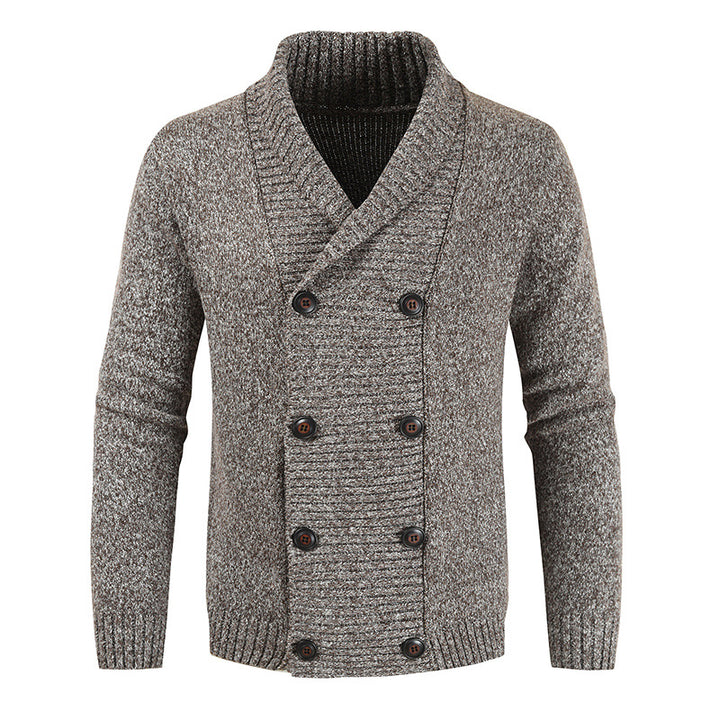 Herren nan doppelreihige Strickcardigan mit Schalkragen, strukturierter Maschenoptik und gerippten Bündchen Echo Archiv