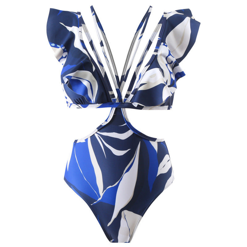 Damen Badeanzug mit elegantem Wickeldesign und voluminösen Rüschendetails Echo Archiv