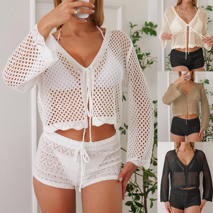 Damen Luftiger Häkelstrandpullover Echo Archiv