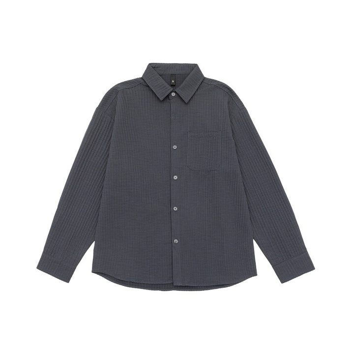 Unisex Texturierte Oversize-Hemdjacke mit Waffelstruktur und Brusttasche Echoarchiv