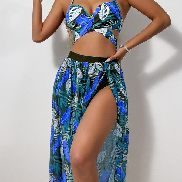 Damen Zweiteiler Bademode mit hohem Beinausschnitt und floralem Design Echo Archiv