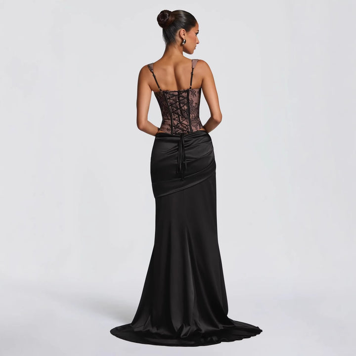 Damen Elegantes Abendkleid mit Korsett-Oberteil und drapiertem Rock Echo Archiv