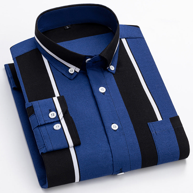 Herren nan gestreiftes Business-Hemd mit Button-Down-Kragen, Brusttasche und bügelleichtem Baumwollmix Echo Archiv