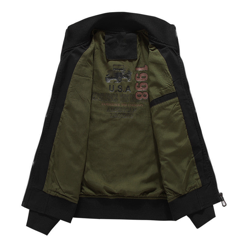 Herren Baumwoll-Canvas-Bomberjacke mit gesteppter Thermofütterung und Schulterklappen – Brevano