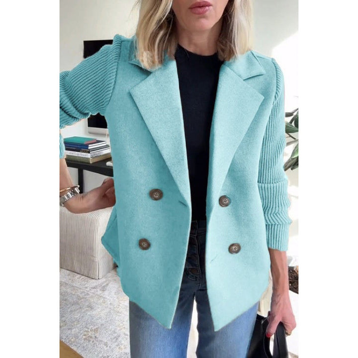 Damen Doppelreihige Blazer-Weste mit breitem Revers und gerippten Strickärmeln Echo Archiv