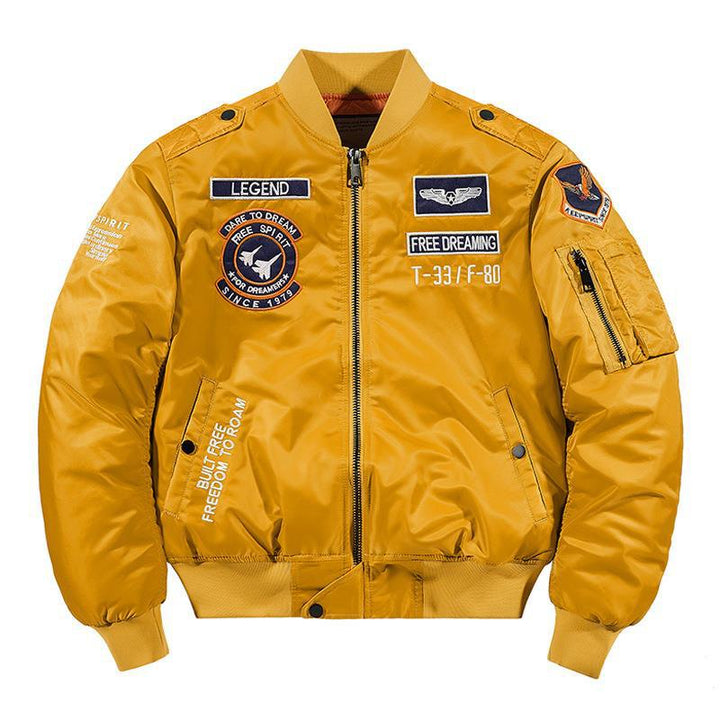 Herren Aviator-Bomberjacke im Military-Look mit gestepptem Thermofutter und Schulterpatches Echoarchiv