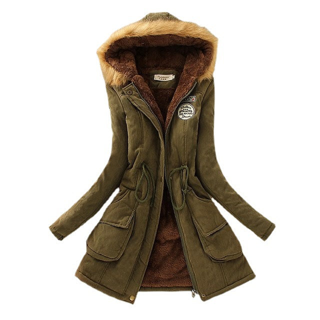 Damen Winterparka mit kuscheligem Teddyfutter, tailliertem Kordelzug und abnehmbarer Kapuze – Avérine