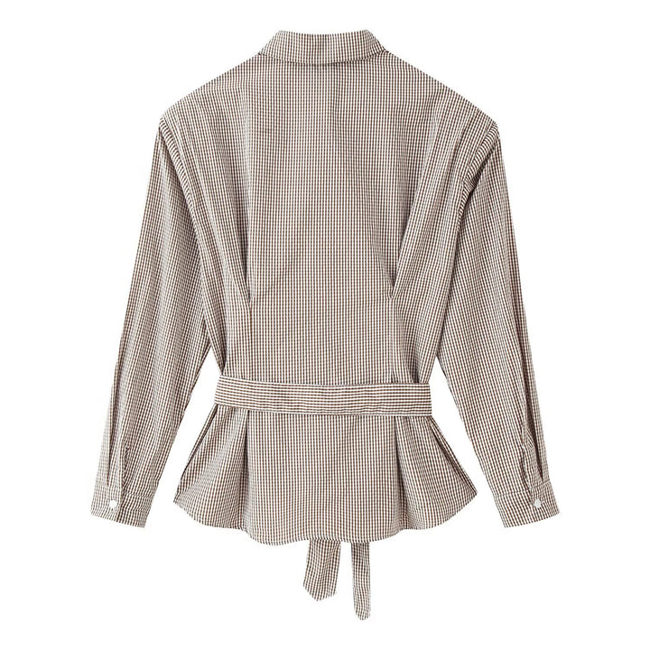 Damen Karierte taillierte Hemdbluse mit Bindegürtel Echo Archiv