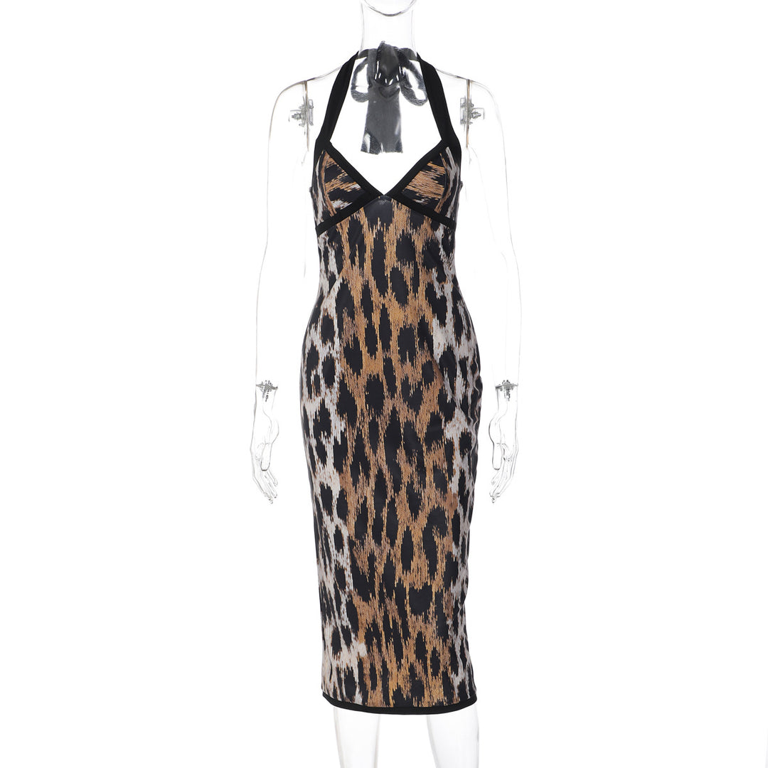 Damen Rockabilly Kleid mit Halterneck-Design und trendigem Animalprint Echo Archiv