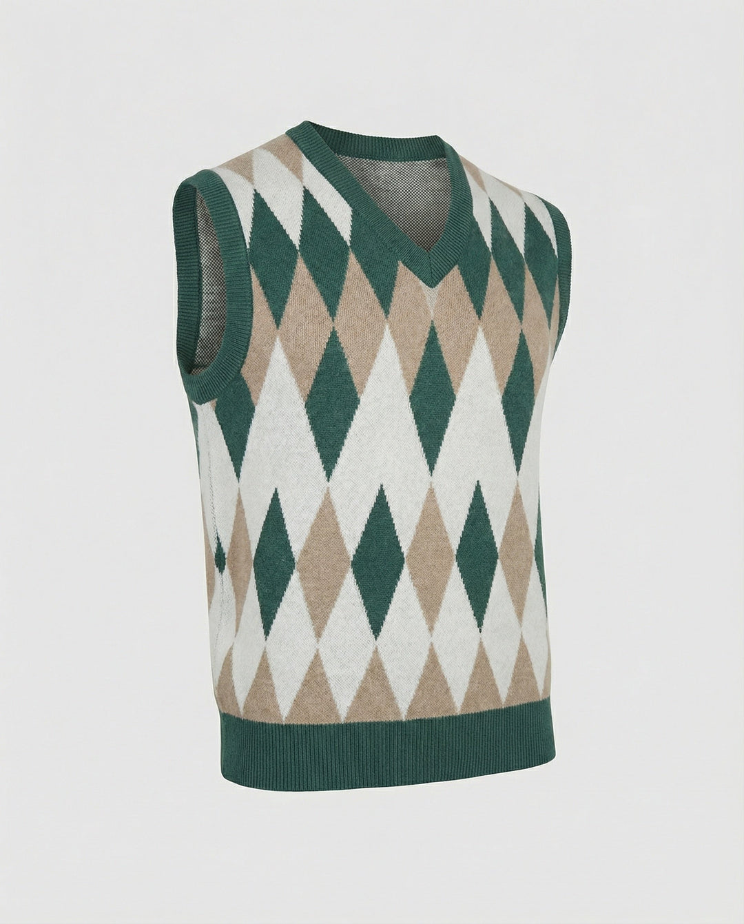 Herren ärmelloser Strickpullover im eleganten Diamantmuster Echoarchiv