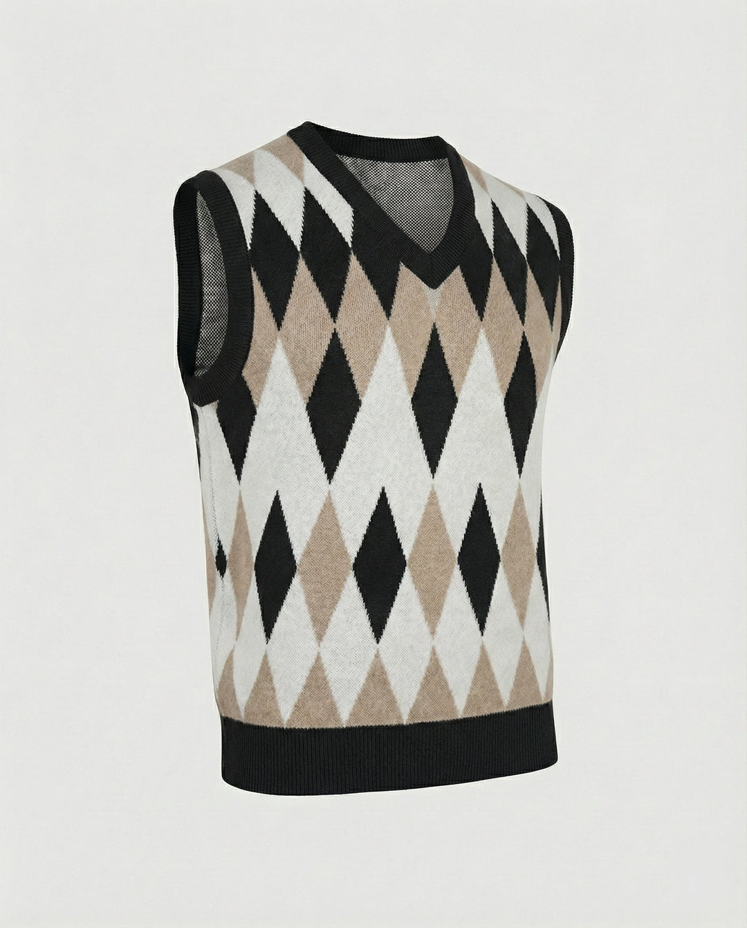 Herren ärmelloser Strickpullover im eleganten Diamantmuster Echoarchiv