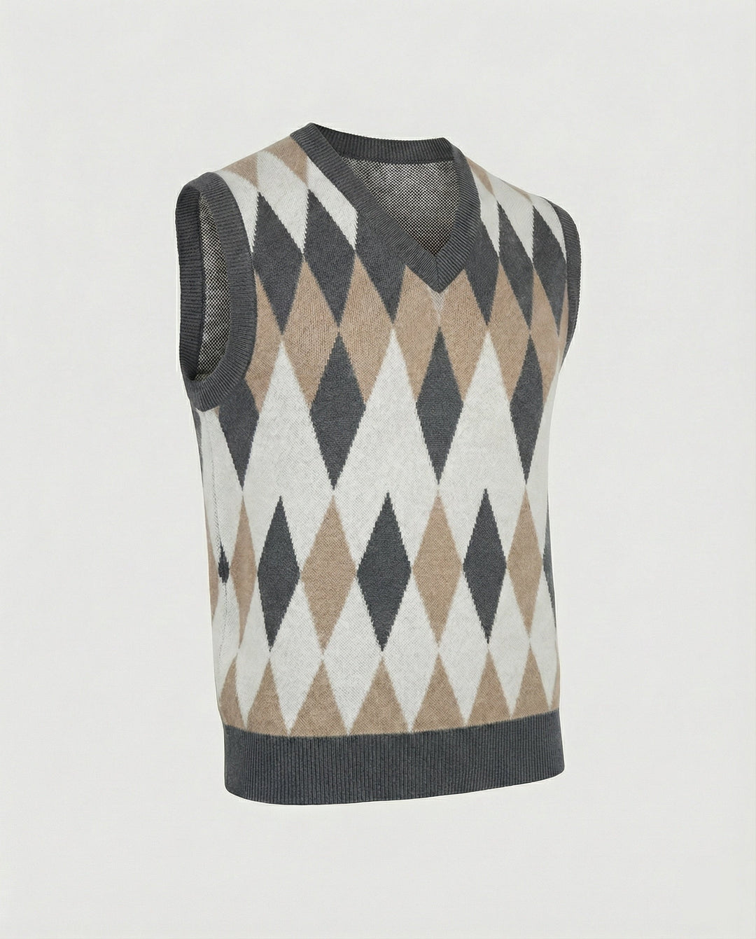 Herren ärmelloser Strickpullover im eleganten Diamantmuster Echoarchiv