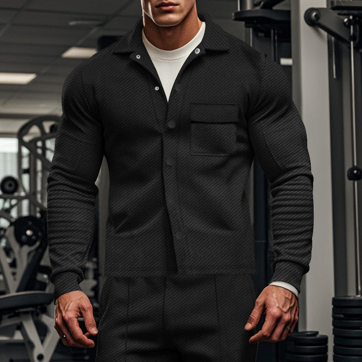 Herren Herrenjacke aus angenehmem Stoff mit modernen Knopfdetails und Brusttasche Echoarchiv
