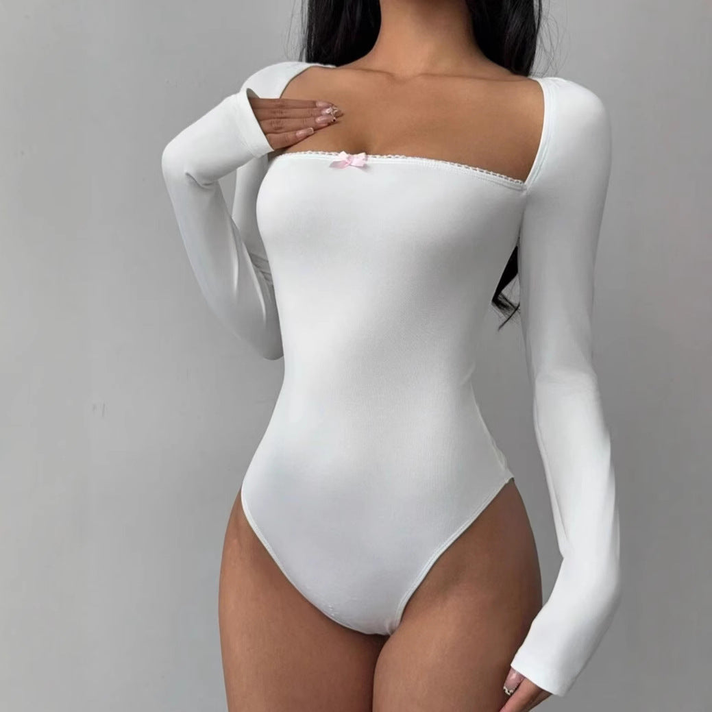 Damen Figurbetontes Langarm-Body mit elegantem Ausschnitt Echo Archiv