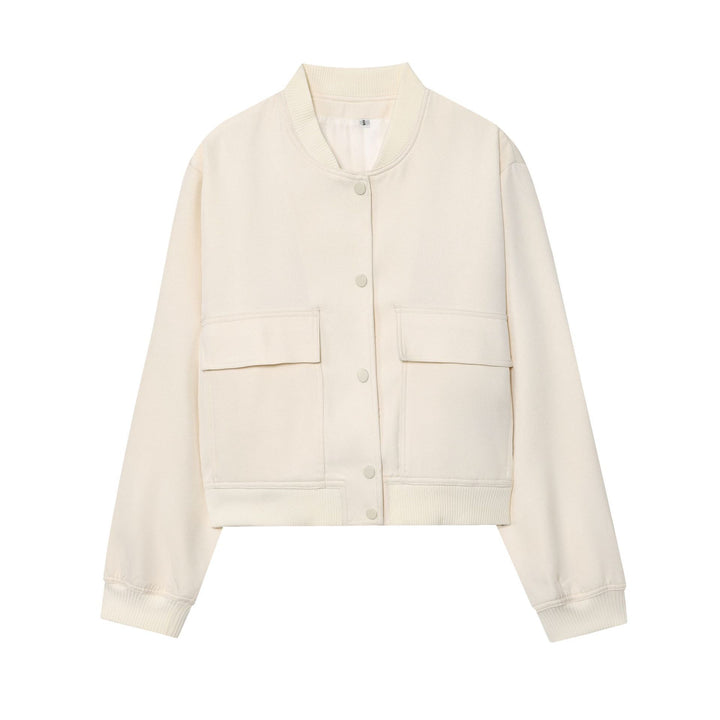 Damen Gekürzte Boxy-Jacke mit Druckknöpfen, großen aufgesetzten Taschen und Rippenbündchen Echo Archiv