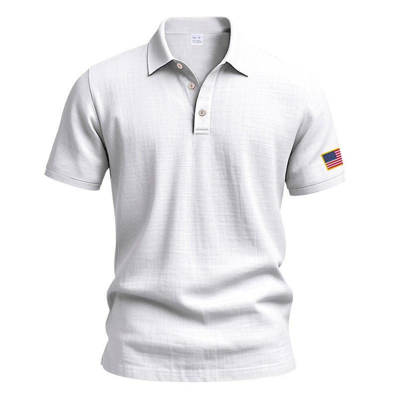 Herren Poloshirt mit modischem USA-Flaggenmotiv und strukturiertem Design Echoarchiv