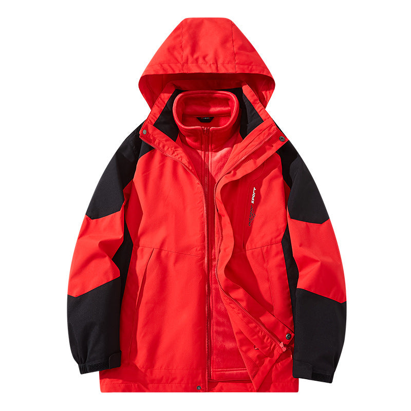 Herren Wasserabweisende zweilagige Trekkingjacke mit abnehmbarer Fleece-Innenjacke und Kapuze Echo Archiv