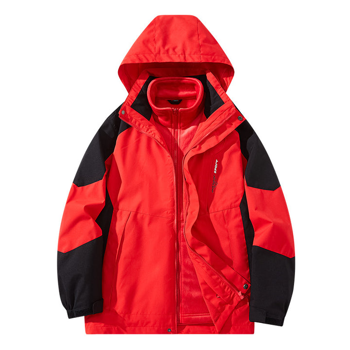 Herren Wasserabweisende zweilagige Trekkingjacke mit abnehmbarer Fleece-Innenjacke und Kapuze Echo Archiv