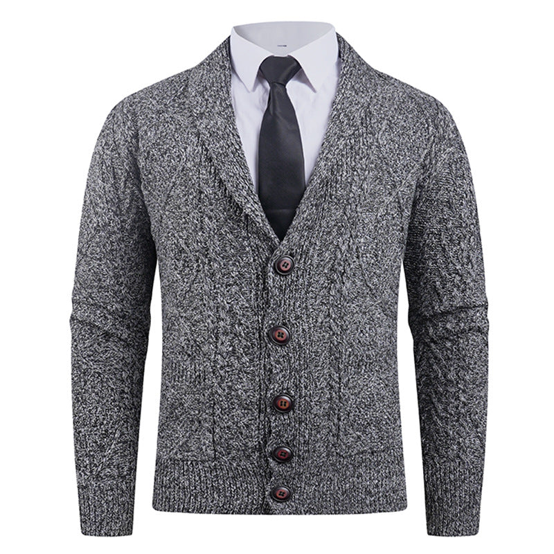 Herren nan Strickcardigan mit Schalkragen, Zopfmuster, aufgesetzten Taschen und Knopfleiste Echo Archiv