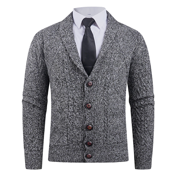 Herren nan Strickcardigan mit Schalkragen, Zopfmuster, aufgesetzten Taschen und Knopfleiste Echo Archiv