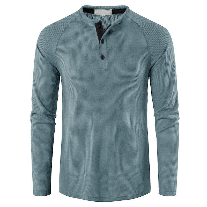 Herren Langarm-Henley Shirt mit strukturiertem Design Echoarchiv
