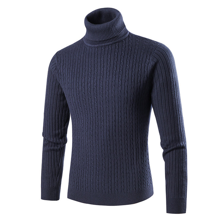 Herren modischer Rollkragenpullover aus strukturiertem Strick Echoarchiv