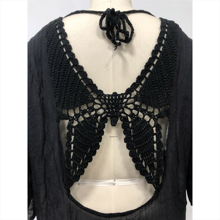 Damen lässiges Strandkleid mit V-Ausschnitt und Rüschensäumen Echo Archiv