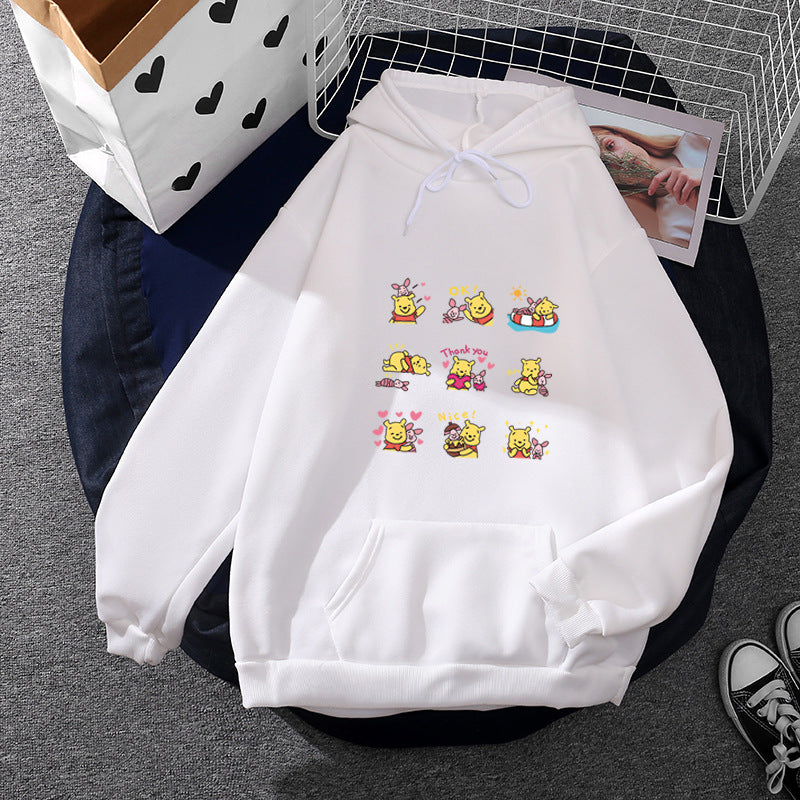 Damen Kapuzenpullover mit mehrfachem Comic-Emote-Print, oversized Schnitt und weichem Innenfutter – Auréline