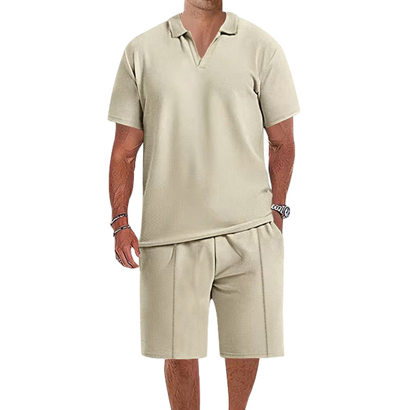 Herren lässiges Kurzarm-Polohemd und Shorts-Set aus atmungsaktivem Stoff Echoarchiv
