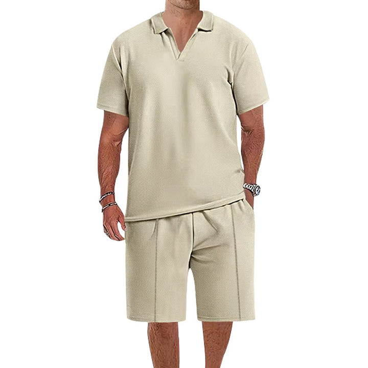Herren lässiges Kurzarm-Polohemd und Shorts-Set aus atmungsaktivem Stoff Echoarchiv