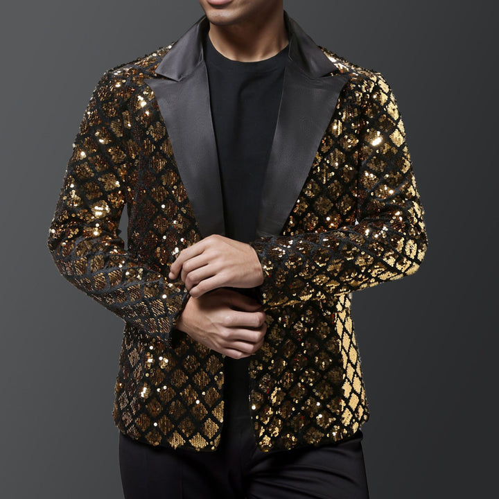 Herren eleganter Paillettenblazer mit satinierter Revers Echoarchiv