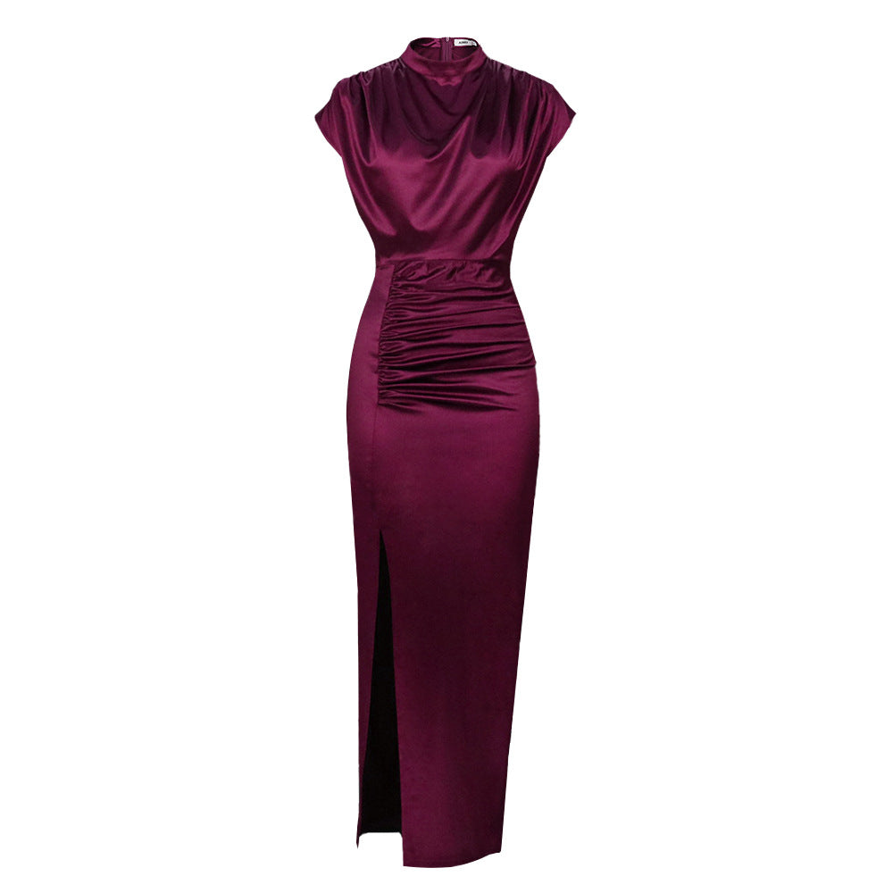 Damen Elegantes Maxikleid mit tiefem Schlitz und raffiniertem Drapierungsdesign Echo Archiv