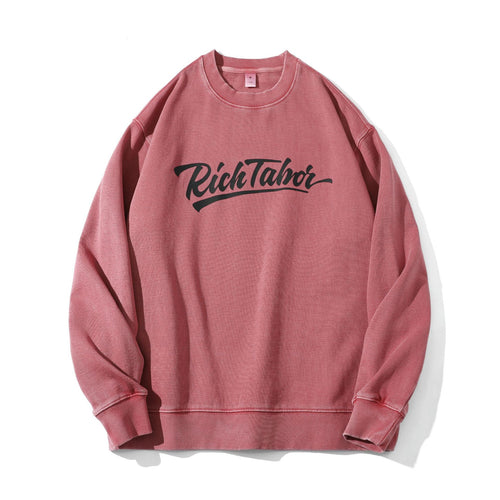Unisex Locker geschnittener Baumwoll‑Fleece Pullover mit Script‑Logo Echoarchiv