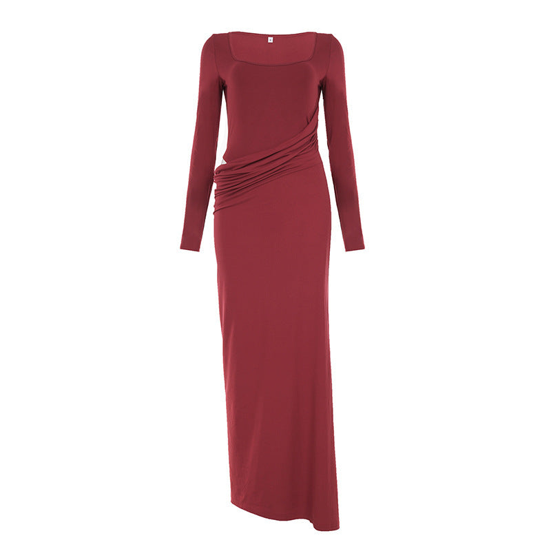 Damen Figurbetontes Maxikleid mit U-Boot-Ausschnitt, seitlicher Raffung und Stretch-Jersey Echo Archiv