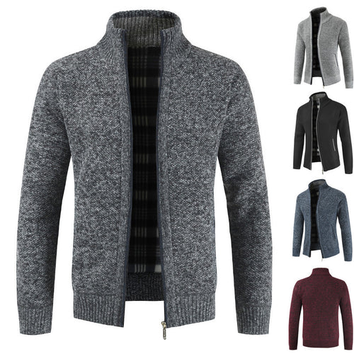 Herren Strickjacke mit hohem Kragen und seitlichen Taschen Echoarchiv
