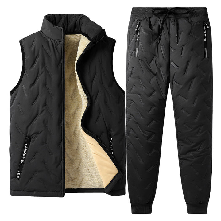 Damen Elegante Fleece-Steppweste mit Warmfutter und Freizeithose