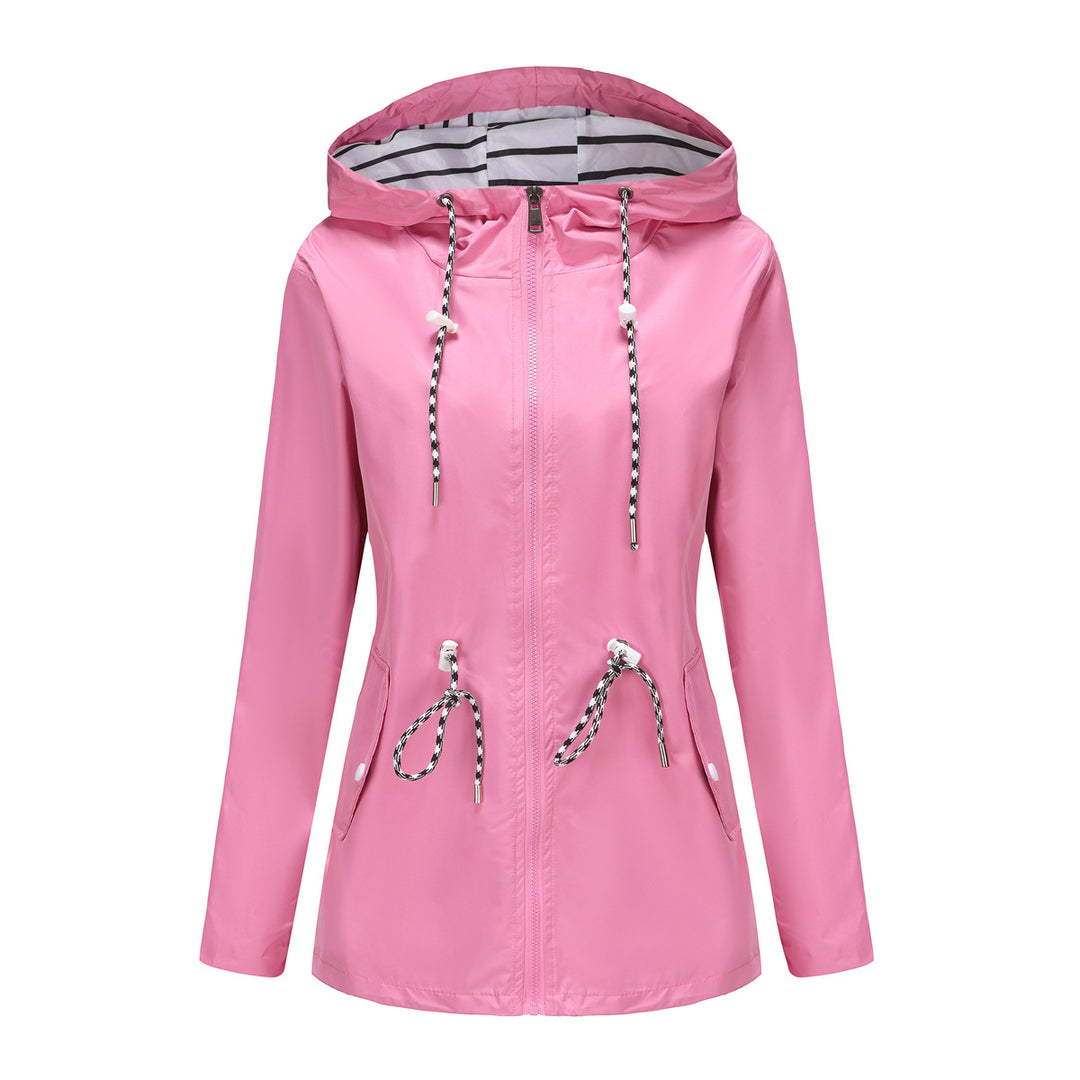 Damen nan leichte wasserdichte Parka Regenjacke mit Taillen-Kordelzug Echo Archiv