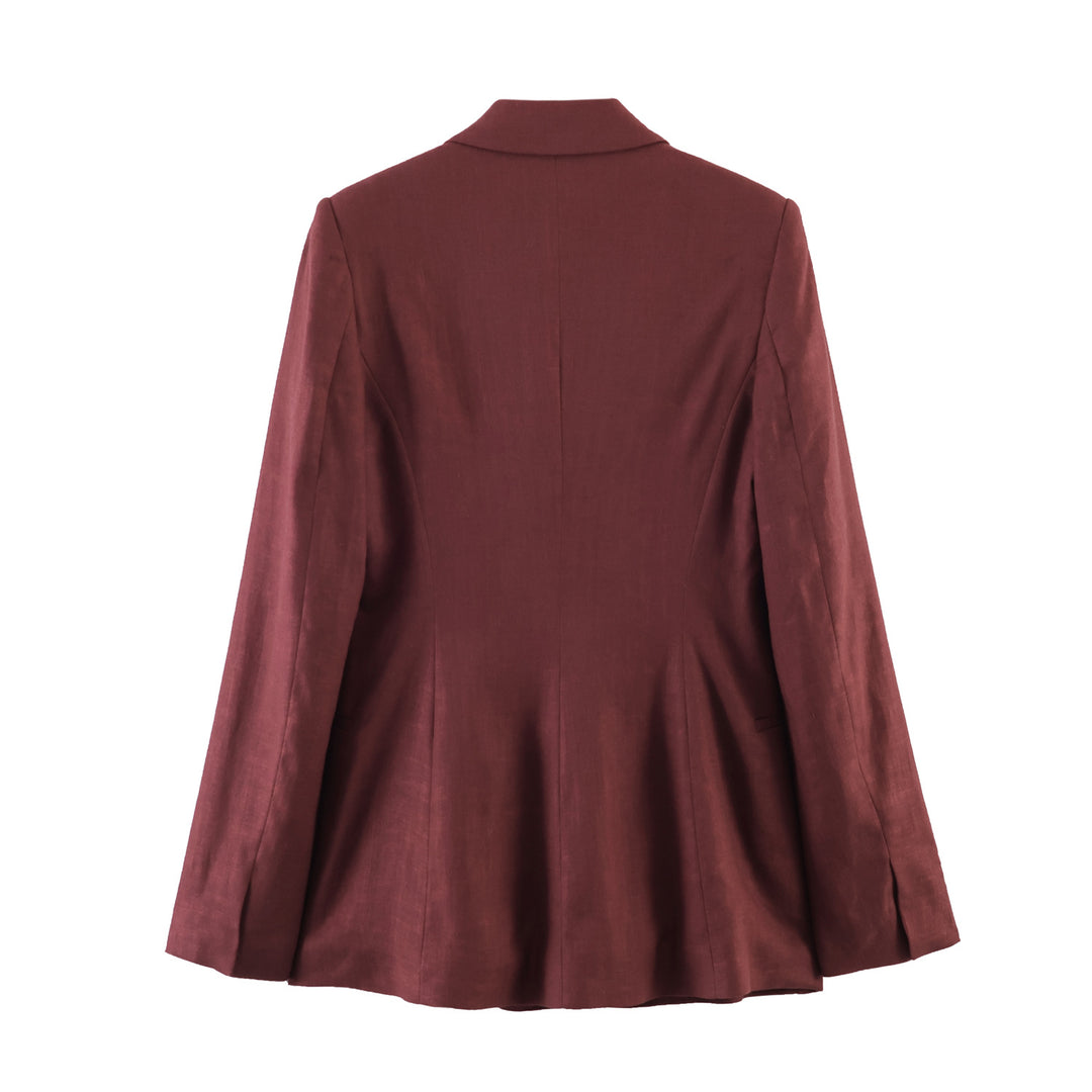 Damen nan taillierter Leinenblazer mit Bindegürtel und Reverskragen Echo Archiv