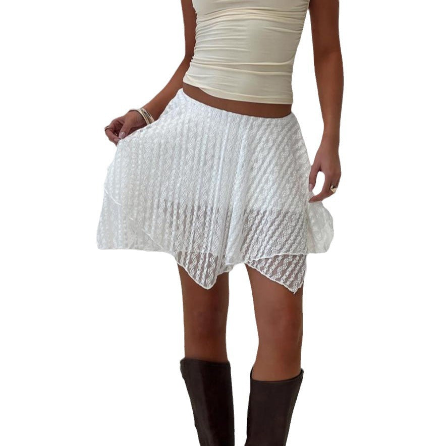 Damen verspielter Spitzenshorts mit asymmetrischem Saum Echo Archiv