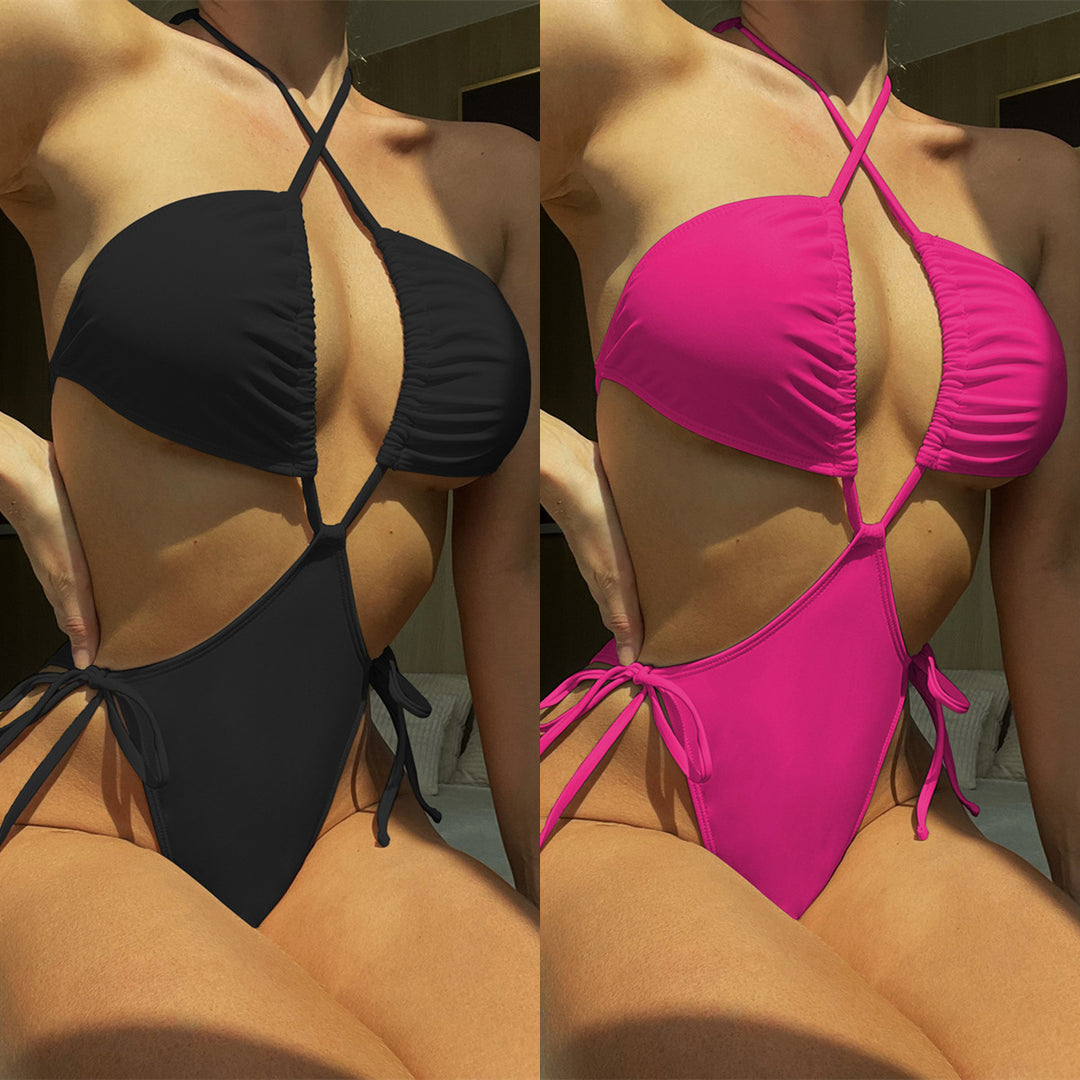 Damen Hochgeschnittener String-Bikini mit kreuzförmigem Oberteil Echo Archiv