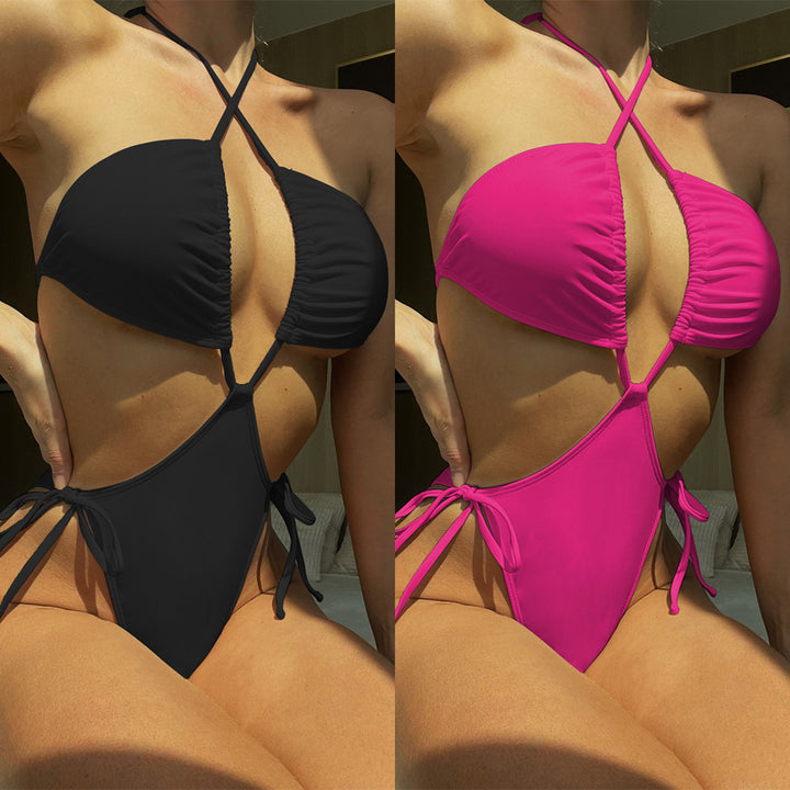 Damen Hochgeschnittener String-Bikini mit kreuzförmigem Oberteil Echo Archiv