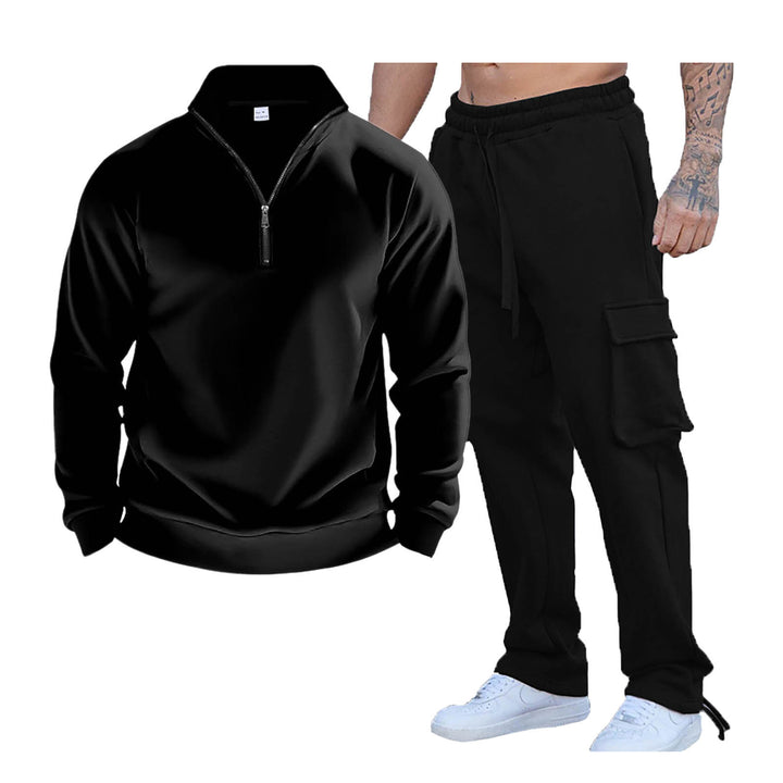 Herren lässiger Fleece-Pullover mit hohem Kragen und Funktionstaschen Echoarchiv