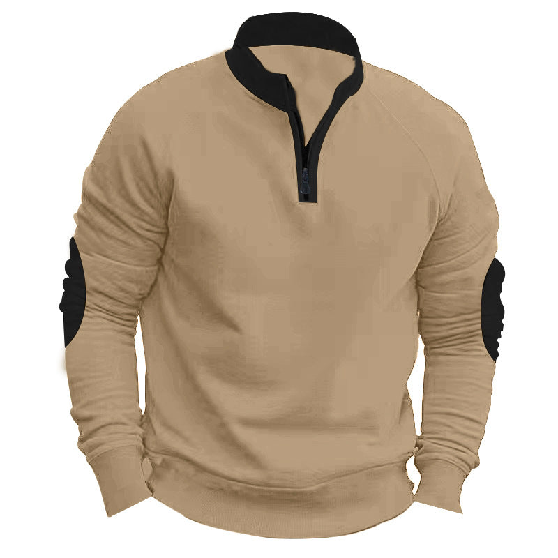 Herren nan legeres Baumwollmix-Halbzip-Sweatshirt mit Stehkragen, Raglanärmeln und verstärkten Ellbogen Echo Archiv