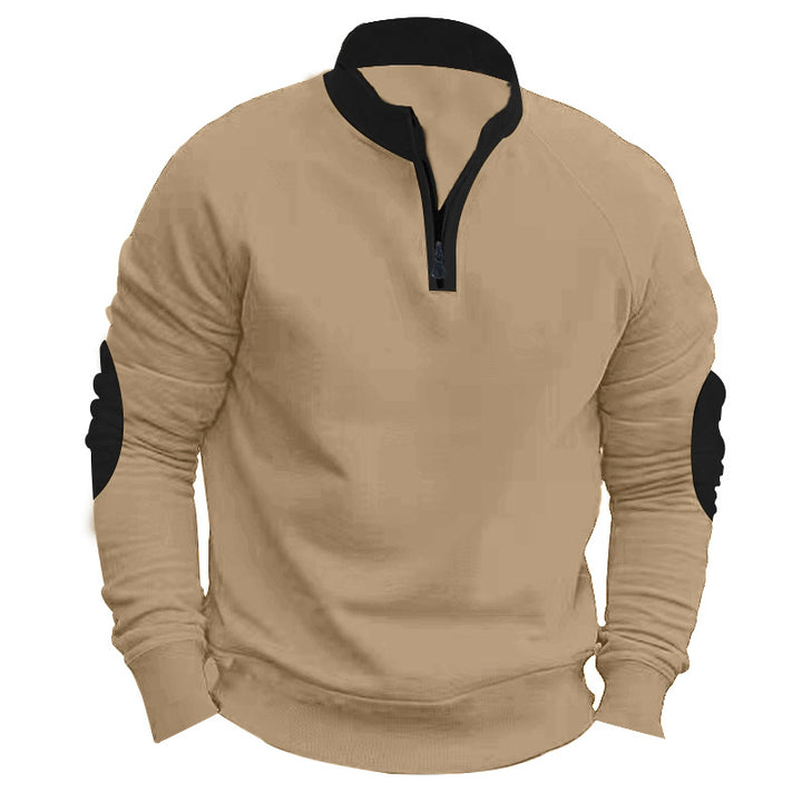 Herren nan legeres Baumwollmix-Halbzip-Sweatshirt mit Stehkragen, Raglanärmeln und verstärkten Ellbogen Echo Archiv