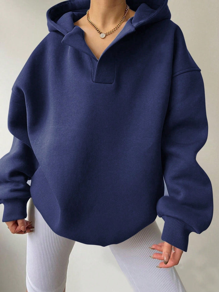 Damen Oversized Kapuzenpullover mit halbem Reißverschluss Echoarchiv
