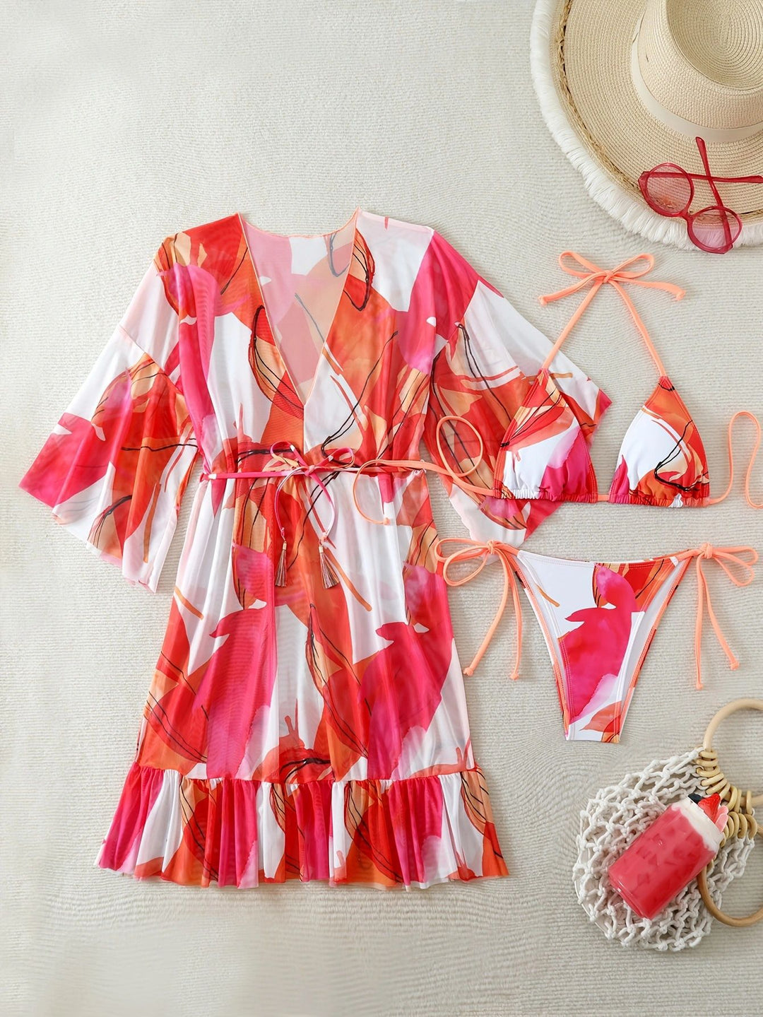 Damen Bikiniset mit floralem Kaftan Echo Archiv
