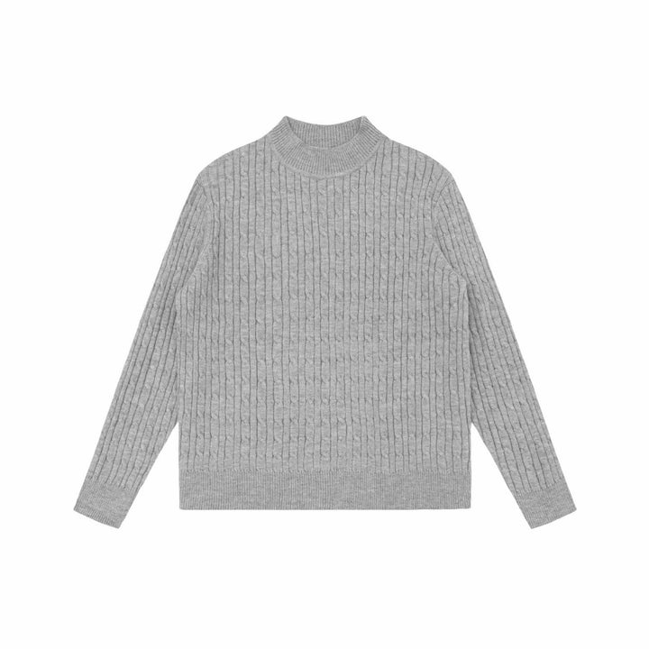 Unisex Grobstrick-Stehkragenpullover mit Zopfmuster Echoarchiv