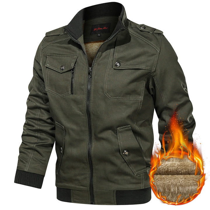 Herren nan gefütterte Utility-Bomberjacke mit Teddyfutter, Schulterpatten und multifunktionalen Taschen Echo Archiv