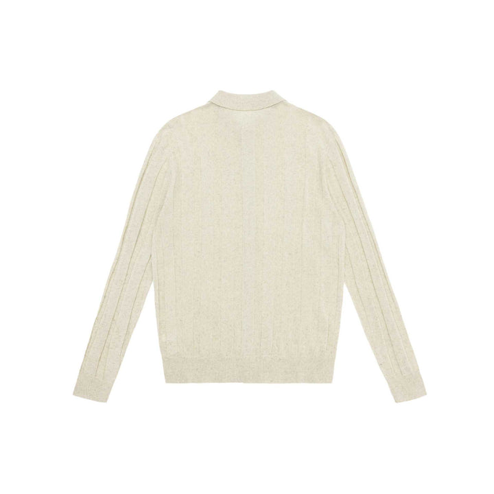 Unisex Feinstrukturierte Strick-Hemdjacke mit Polokragen und senkrechter Rippenstruktur Echoarchiv
